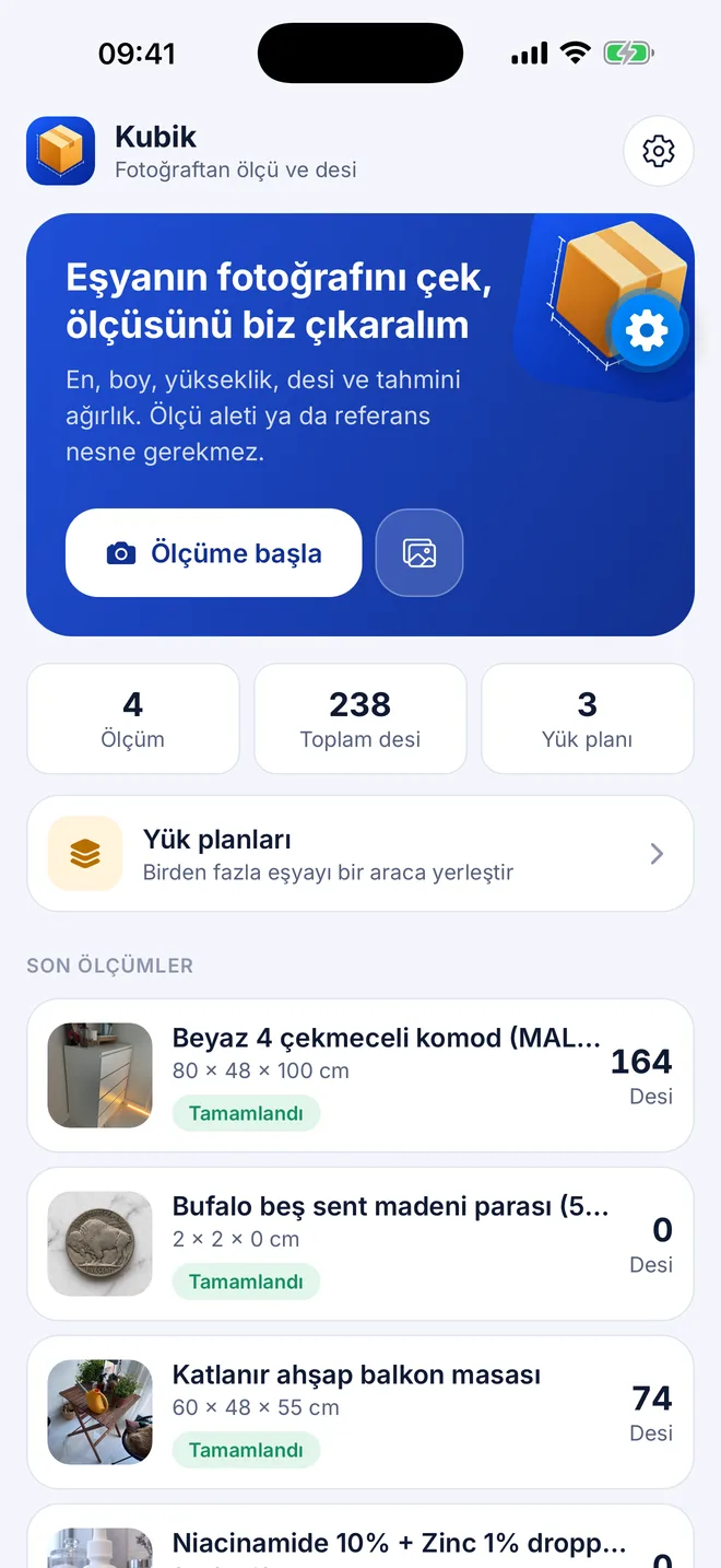 Uygulamanın ana ekranı
